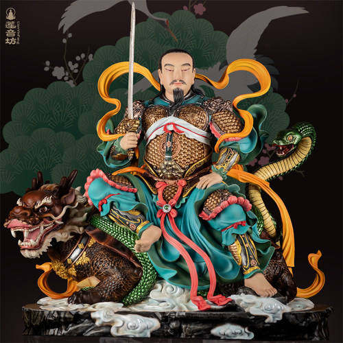 铜彩绘真武大帝神像玄天摆件