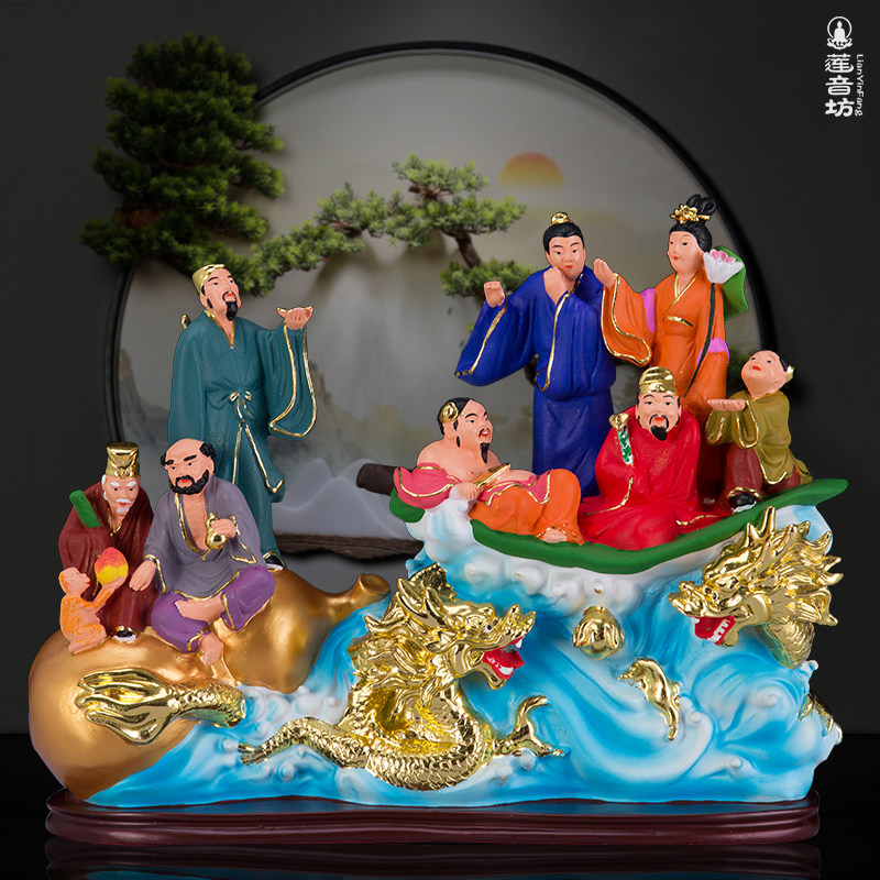 八仙过海摆件 龙船八仙神像工艺摆设吉祥家居风水保平安人物摆件
