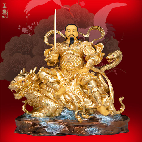 纯铜贴金真武大帝神像摆件
