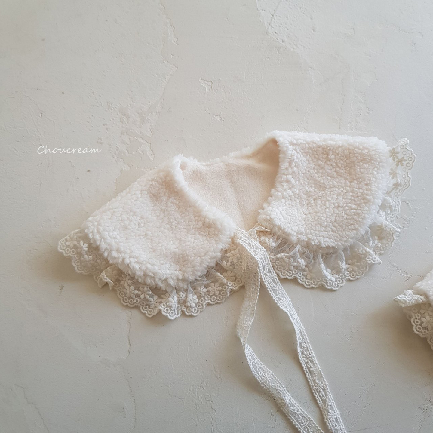 韩国进口蕾丝花边假领子25冬女童白色娃娃领系带装饰披肩百搭抓绒