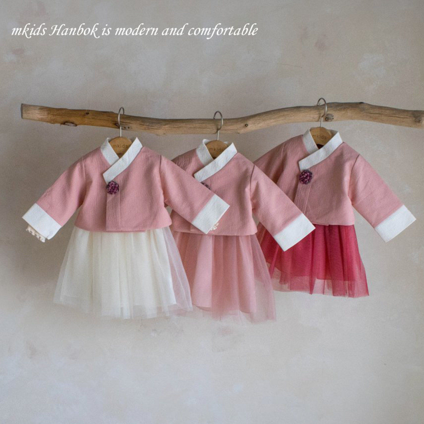 韩国进口女童朝鲜族2件套装26春斜襟外套长袖连衣裙韩服生日周岁