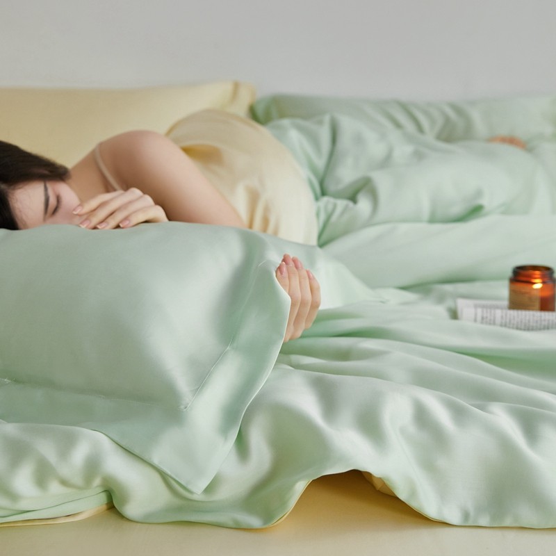 简约纯色60支莱赛尔兰精天丝四件套被单裸睡冰丝凉感夏季床上用品