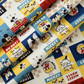 1.5米宽8安细帆布纯棉布料手工DIY桌布米老鼠米奇海报卡通布料