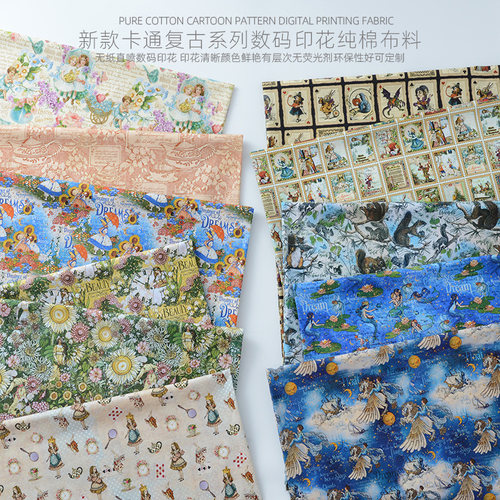 diy欧美风卡通裙服装全棉面料