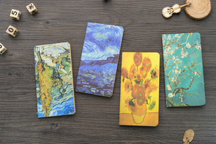 淘宝赠品 复古牛皮纸笔记本口袋本 梵高油画车线记事本 小本子