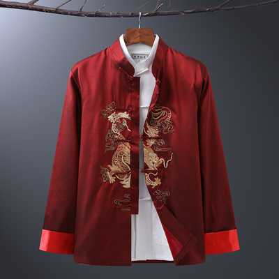 唐装男中老年爸爸婚礼服老人生日过寿衣服爷爷奶奶中国风春秋外套