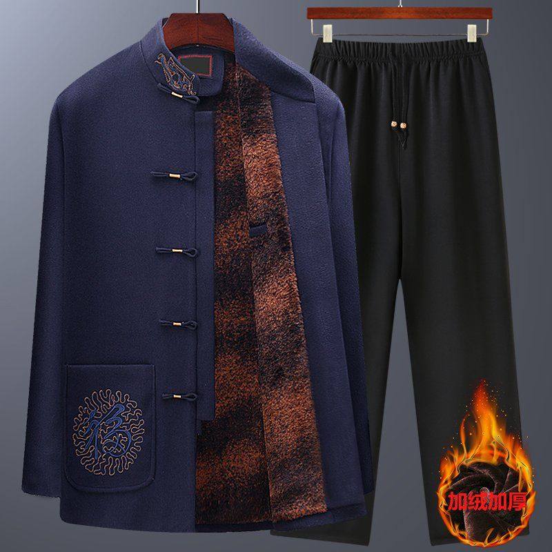 爷爷休闲外套中国风夹克男士唐装中老年男装爸爸中式冬季加绒加厚,男装,唐装,淘宝优惠券,粉丝福利购,淘宝优惠卷
