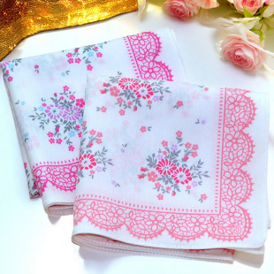 优雅宫廷花卉真丝棉日本手帕全棉擦汗随身印花女士手绢纯棉小方巾