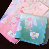 浪漫樱花全棉女士手帕烫金工艺日本东瀛礼物手绢可做方巾手感柔软