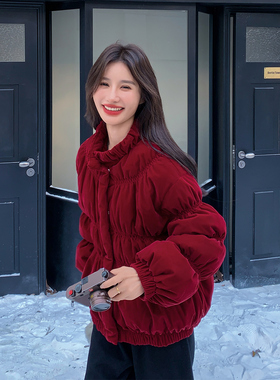 现货 冬季新款红色短款羽绒外套7226P325控488