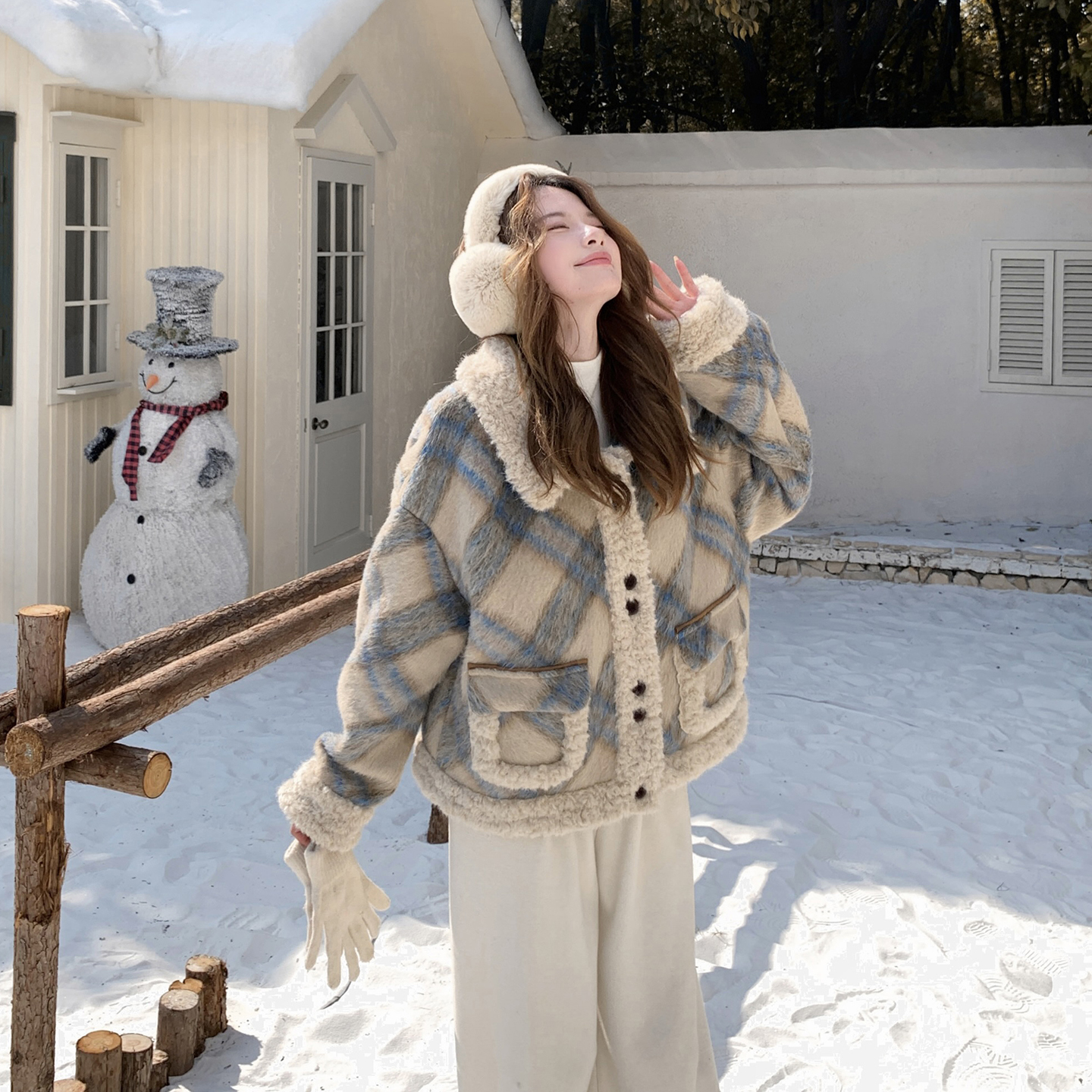 现货冬季新款羊羔毛拼接棉衣短外套7218P185控288，女装棉衣/棉服，浙宝133