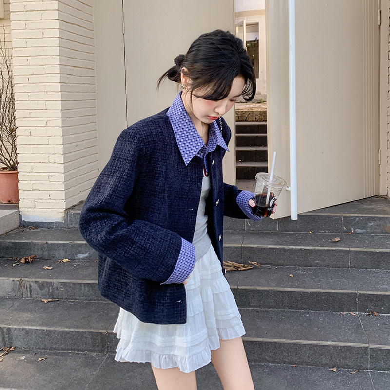 常规秋季POLO领防风做旧女短外套女装复古上衣韩版小香风春秋气质,女装短外套,浙宝133