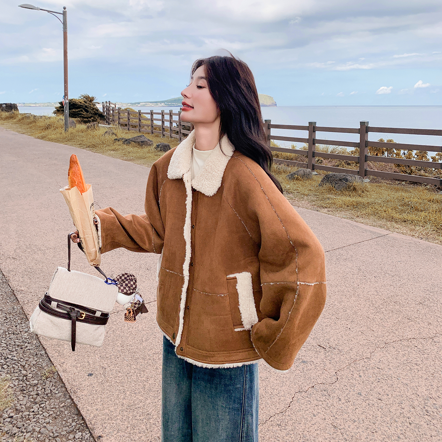 现货冬季新款皮毛一体羊羔毛短外套7209P195控298，女装棉衣/棉服，浙宝133