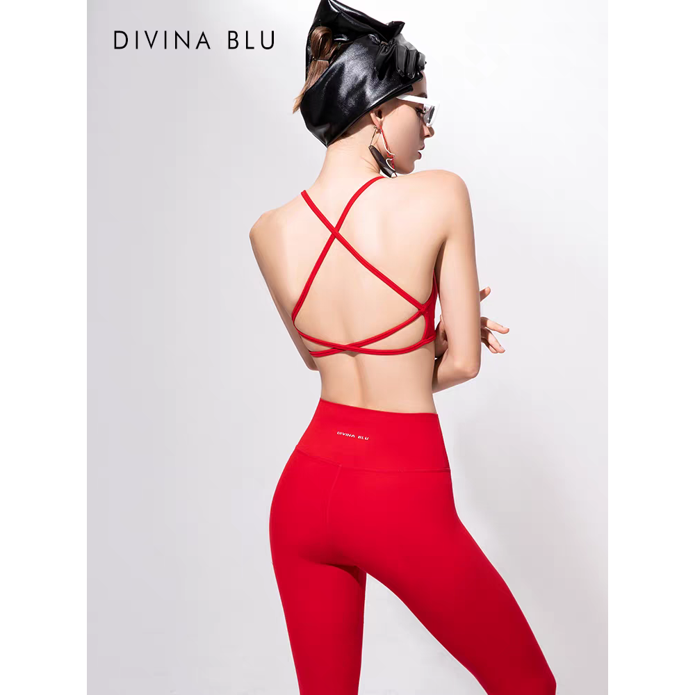 DIVINA BLU迪唯纳裸感瑜伽文胸女性感背心式美背普拉提运动内衣夏