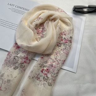 春秋季丝巾小花 chiffon silk-like scarf