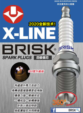 BRISK四极银芯火花塞适配飞度GE8/1.8思域/锋范/雅阁/奥德赛/翼神
