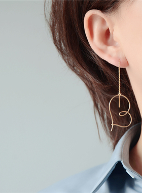 夸张爱心耳线耳环14k包金日本takeup同款气质长款显脸瘦日韩百搭