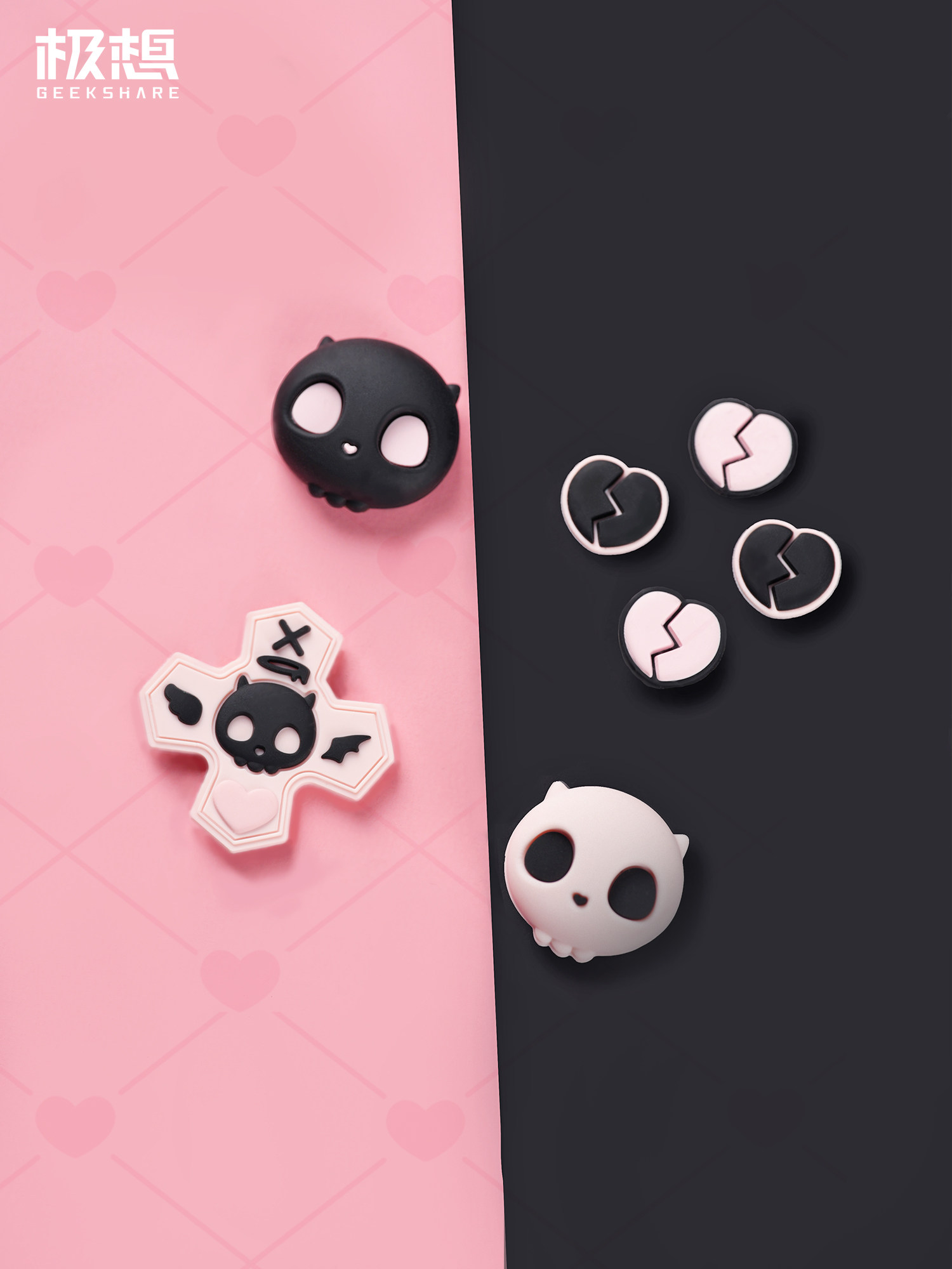 나는 정말로 NINTENDO SWITCHOLED 로커 캡 NS 실리콘 캡 버튼 스티커 연인 해골 게임 콘솔 액세서리를 원합니다