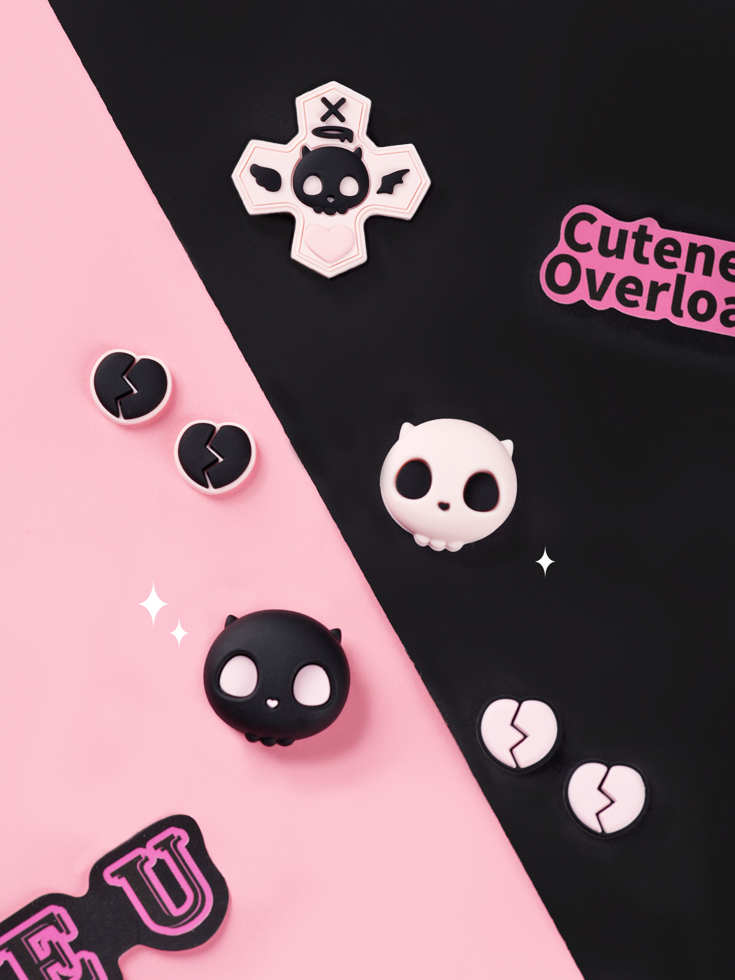 나는 정말로 NINTENDO SWITCHOLED 로커 캡 NS 실리콘 캡 버튼 스티커 연인 해골 게임 콘솔 액세서리를 원합니다