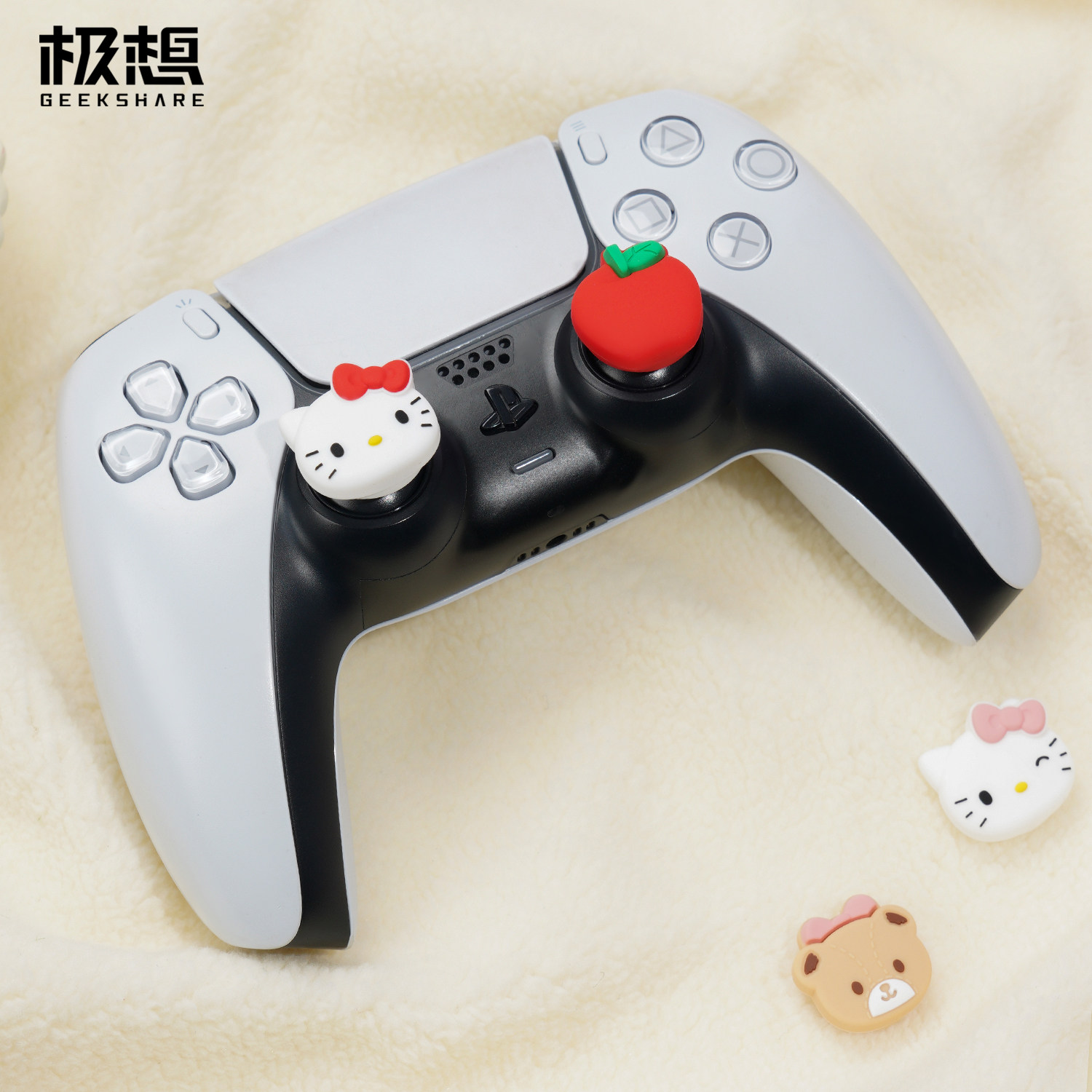 极想ps5手柄摇杆帽ns pro手柄按键帽ns2手柄硅胶保护套HelloKitty