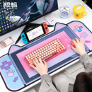 萌系电竞鼠标垫超大卡通可爱女生猫耳办公防滑电脑桌垫键盘手腕托