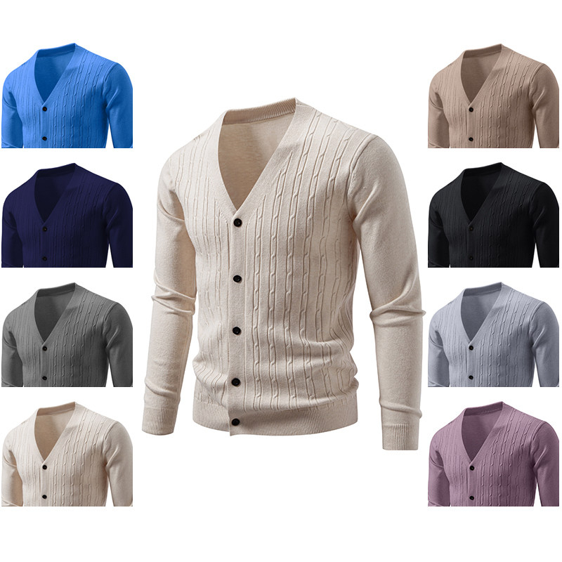 跨境外贸2025新款开衫针织衫毛衣速卖通亚马逊个性上衣潮男装