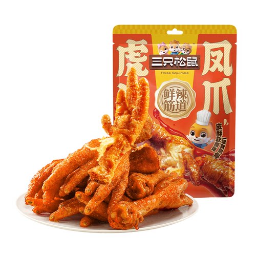 三只松鼠虎皮凤爪韩式辣酱味96g*3袋 休闲零食