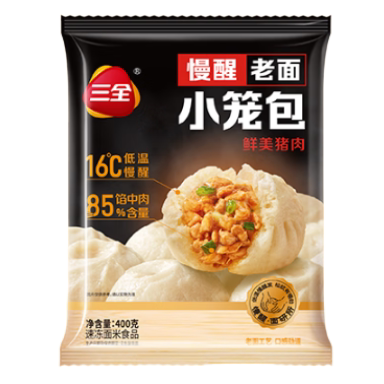 三全鲜美猪肉老面小笼包400g*2袋 早餐半成品新老包装随机发图片