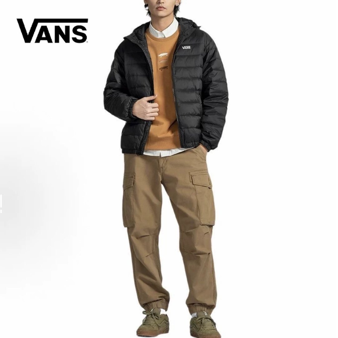 VANS正品男女同款情侣装冬季轻薄羽绒服外套连帽多袋防风保暖上衣