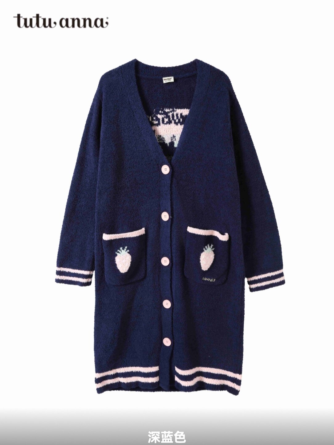 tutuanna珊瑚绒开衫家居服长睡裙图片