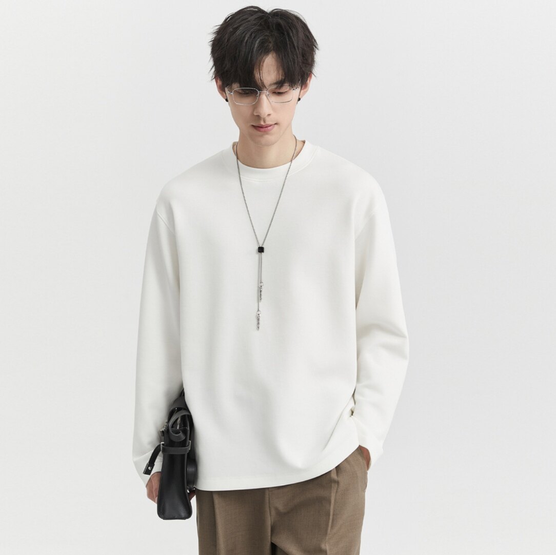 伯爵卓尔男士韩式夏季莫代尔棉百搭圆领长袖多色T恤上衣打底衫