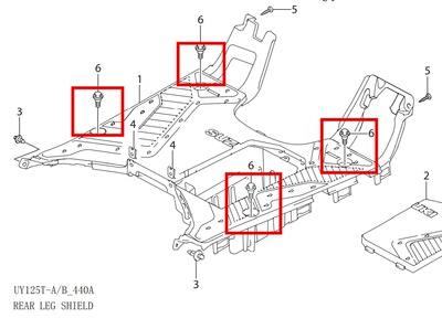 济南铃木摩托车UYUU125后护板螺栓脚踏板螺丝下护板下托盘固定螺