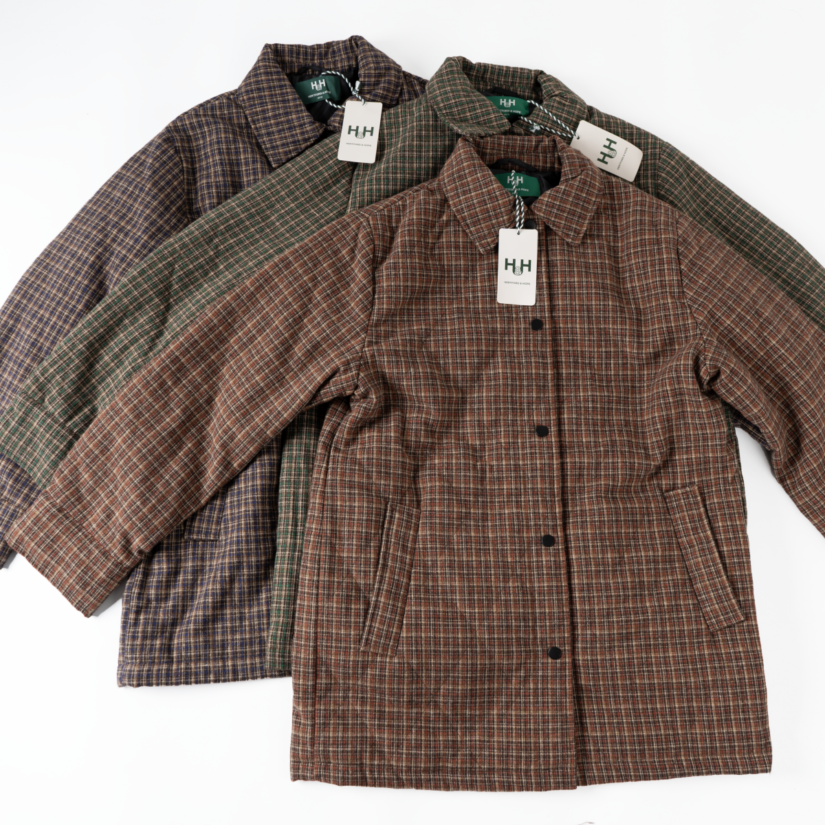 秋冬保暖格纹翻领宽松棉服女大码