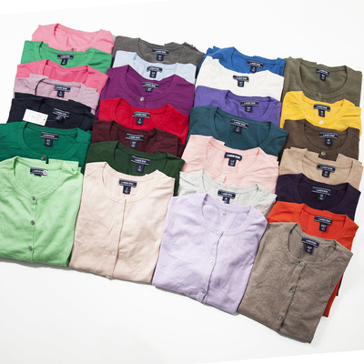 外贸尾货开衫圆领宽松