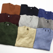 外贸尾货毛衣针织衫 打底衫 男V领套头衫 纯棉胖胖装 加肥大码 139格