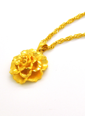 8.8克可水洗镀24K金色花朵吊坠女款玫瑰牡丹花挂坠锁骨项链送妈妈