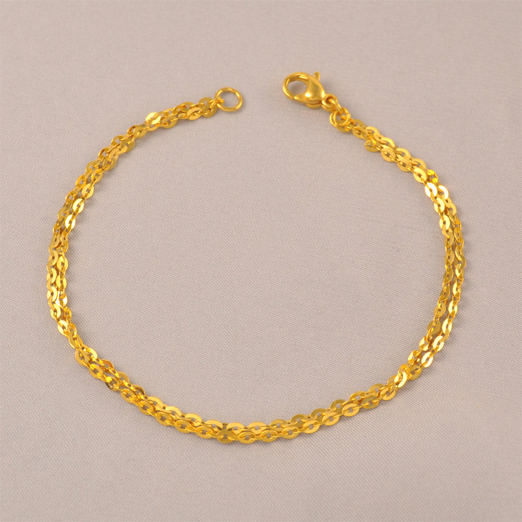 新款O字链女款手链铜镀金轻奢双层链条手链女金色时尚小众手串