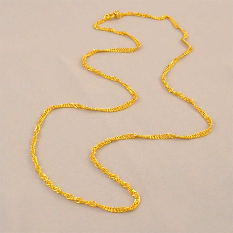 新款铜镀金女款水波项链