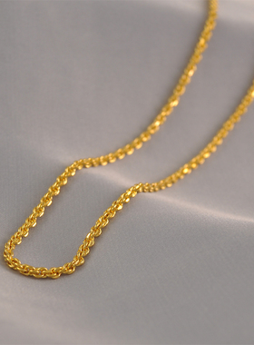 意大利工艺~简约项链镀24K金色麻绳小项链金色链子久不掉色男女款