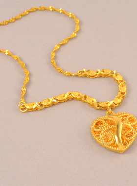 新中式爱心吊坠水波链项链女款