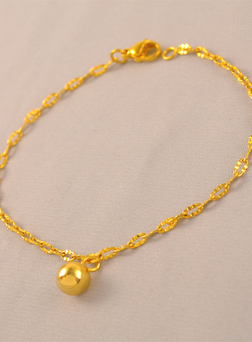 原创铜镀金轻奢圆球女士手链