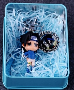 动漫火影忍者鸣人卡卡西我爱罗佐助鼬公仔钥匙扣书包挂件 铁盒装