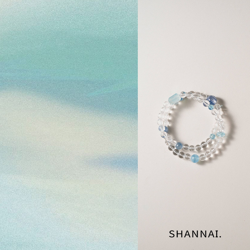 shannai「知净」天然白水晶绿幽灵手串五行补缺喜金木水火土手链