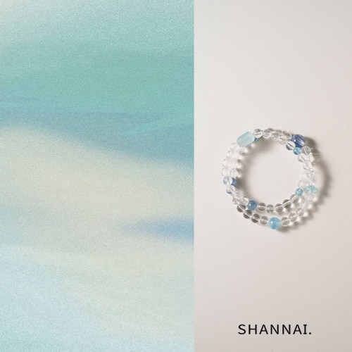 shannai原创天然白水晶双圈手串