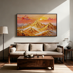 《金山朝晖》厚涂油画挂画鸿运当头办公室玄关入户走廊过道装饰画