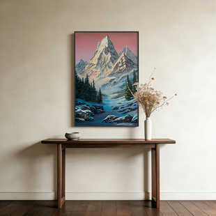 《冰谷雪峰》厚涂油画挂画坚韧不拔办公室玄关入户走廊过道装饰画