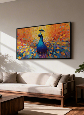 《彩羽呈祥》厚涂油画晶瓷挂画吉祥纳福沙发卧室床头背景墙装饰画