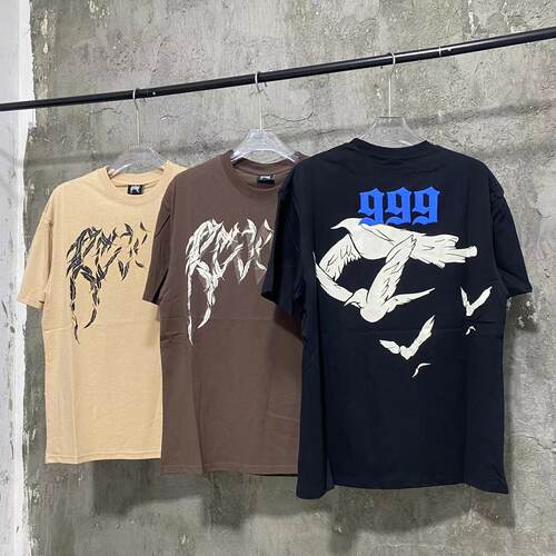 嘻哈Revenge rap 999字母 Hiphop联名果汁鸽子印花男女短袖T恤tee