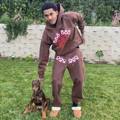 Sp5der 555555 百搭美潮嘻哈涂鸦卫衣印花街头休闲男女连帽衫卫裤