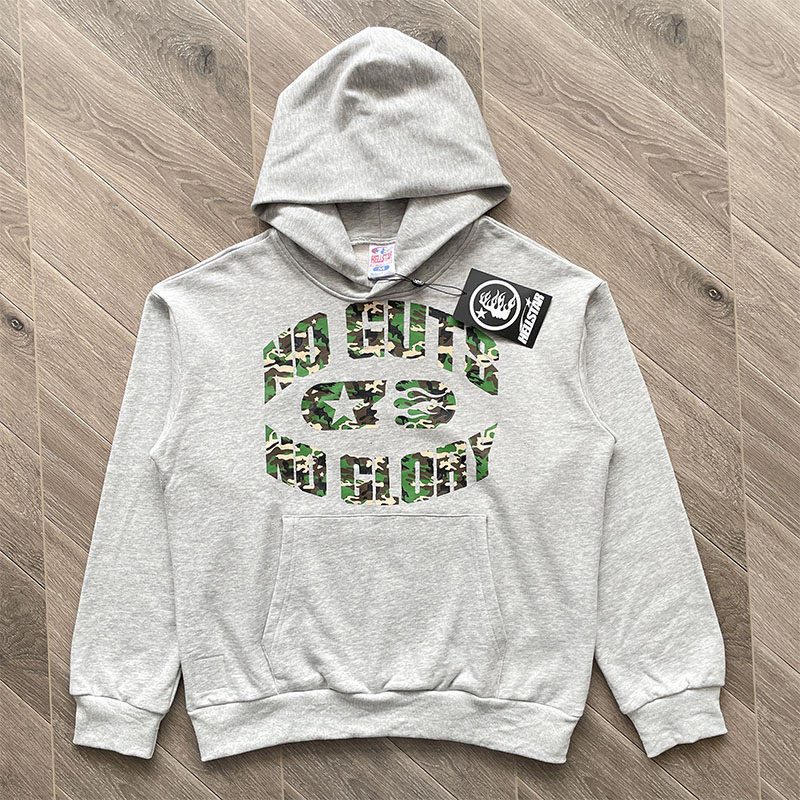 Hell  Sports Gel复古风嘻哈迷彩字母连帽套头衣外套卫衣帽衫卫裤